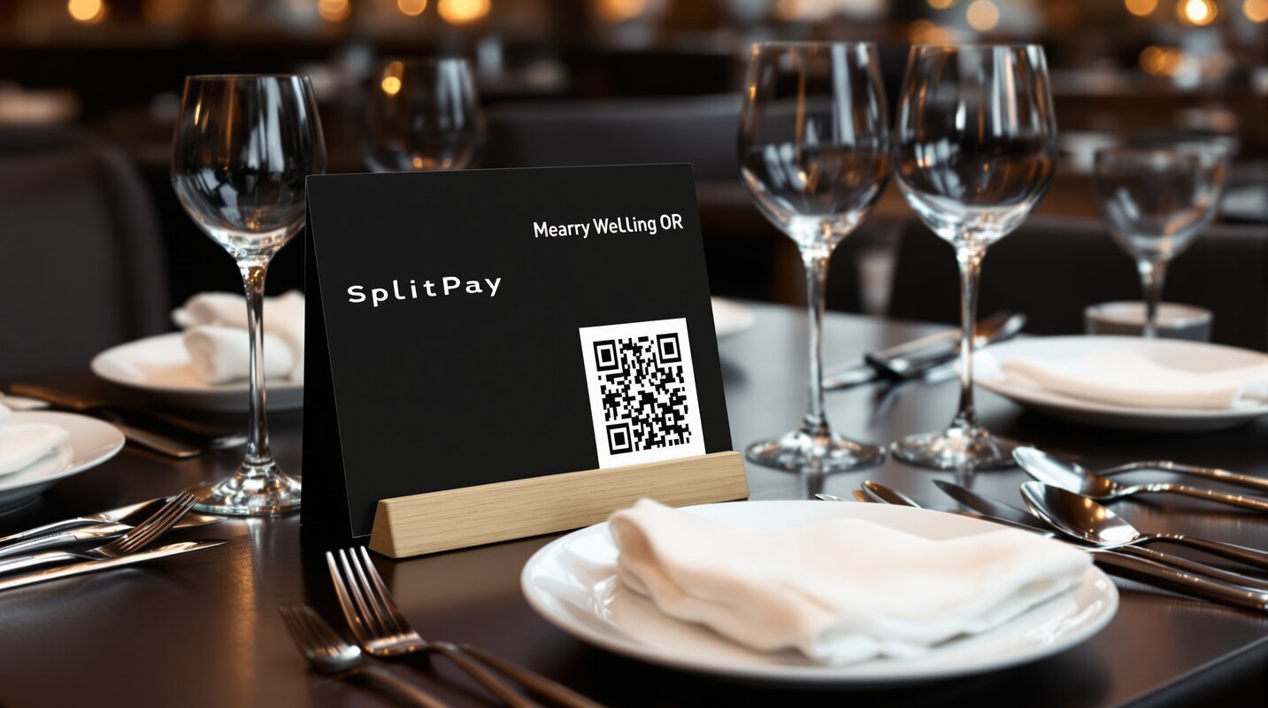 Restaurant guest scanning QR code for payment